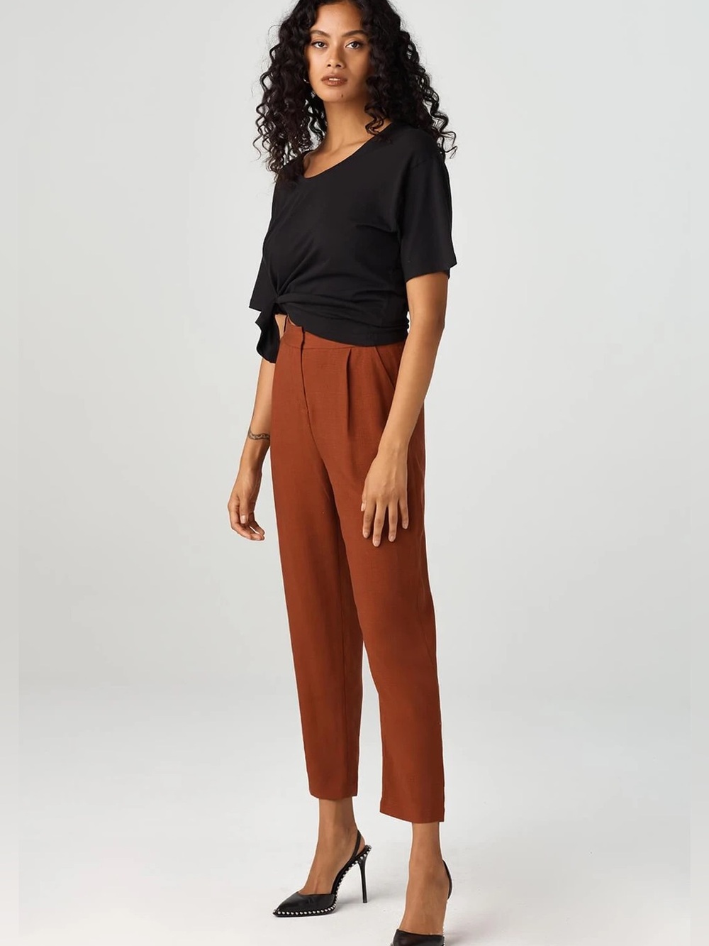 Vetta Capsule Every Day Pant High Rise Tencel Trousers in Rust 🇺🇸